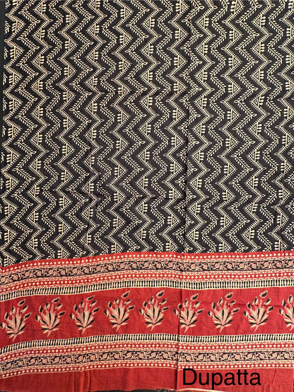 Rust Block Printed Pure Cotton Suit