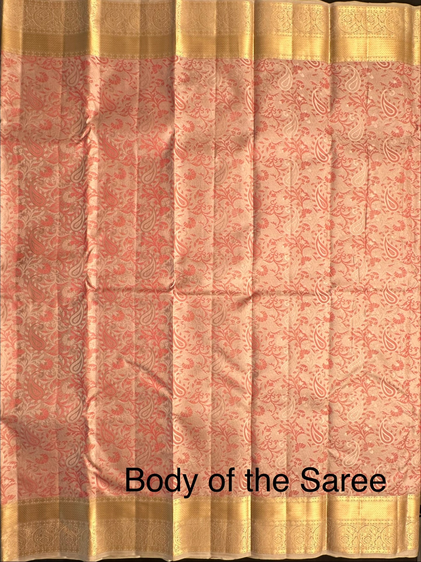 Beige-Pink  Handloom Kanjivaram Jamawar Pure Silk Saree