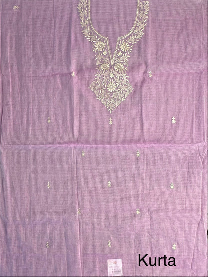Mauve 4-Piece Kota Doria Cotton Unstitched Suit