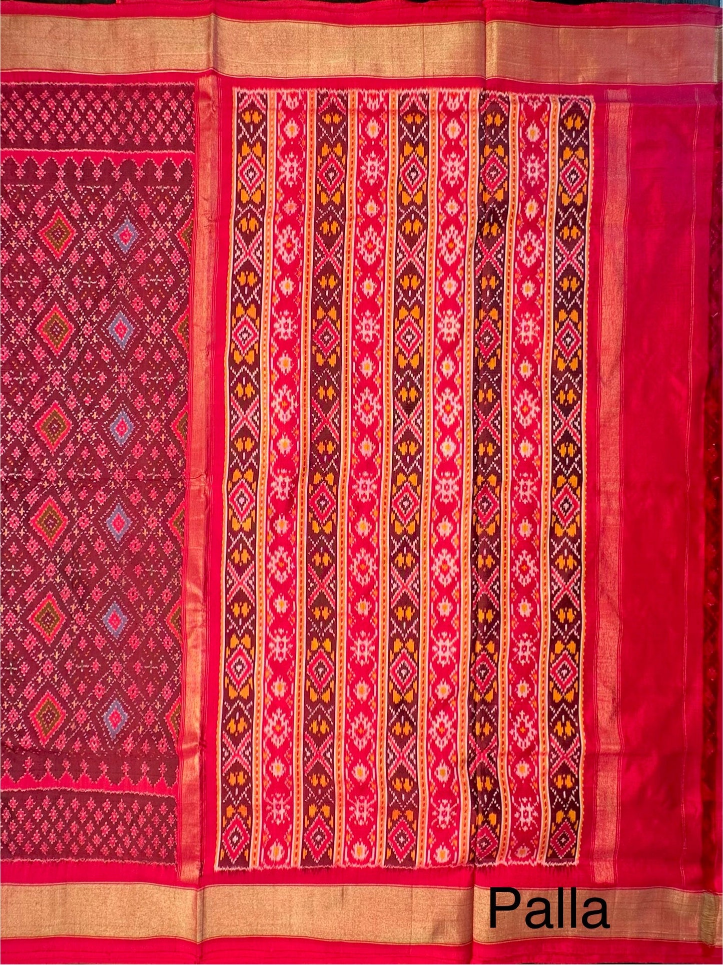Red Ikkat  Pure Silk Saree