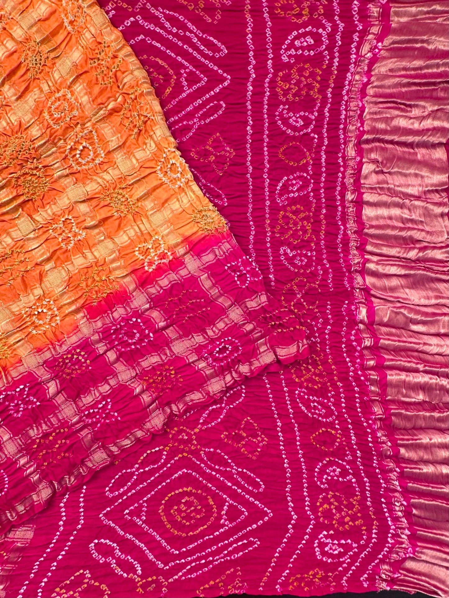 Yellow-Rani Gharchola Bandhej Gajji Silk Saree