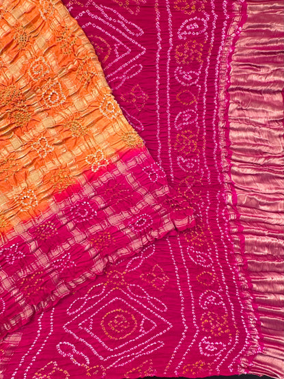 Yellow-Rani Gharchola Bandhej Gajji Silk Saree