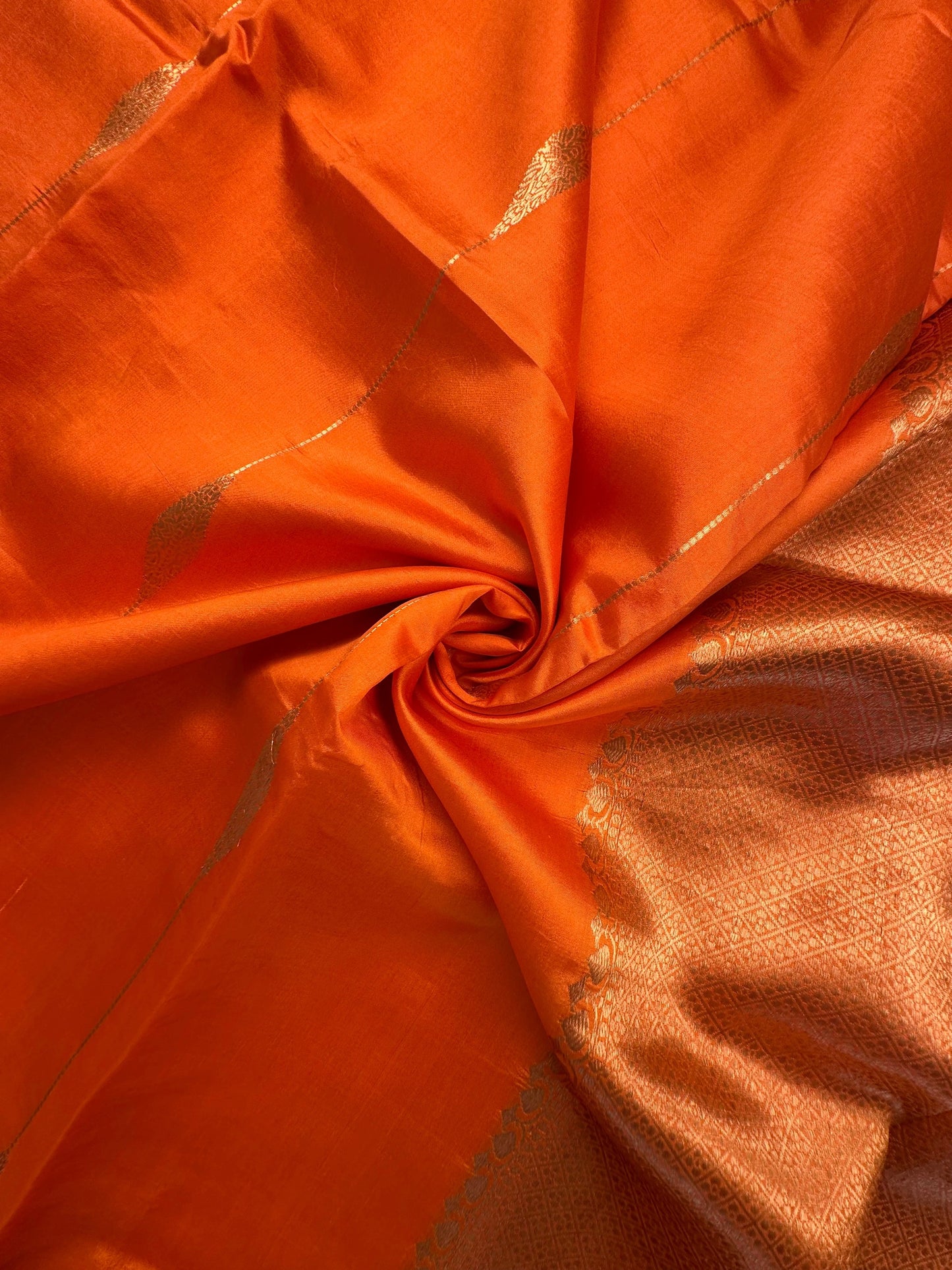 Orange-Coral Vedika Banarasi Pure Silk Saree