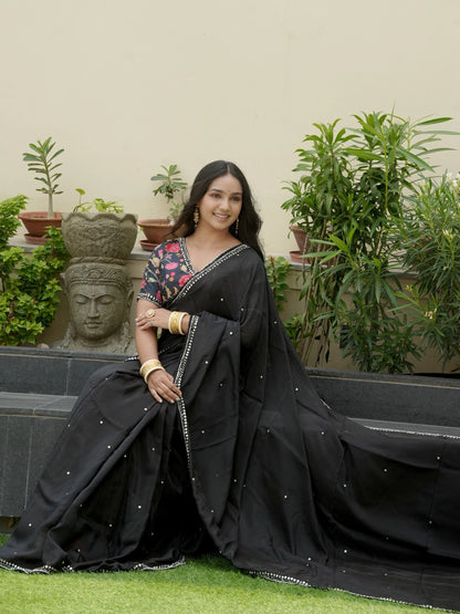 Crepe Saree with Designer Blouse