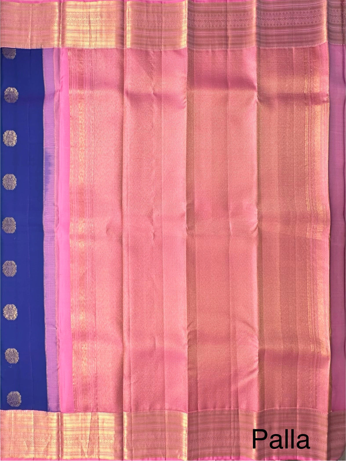 Blue-Pink Handloom Kanjivaram Pure Silk Saree