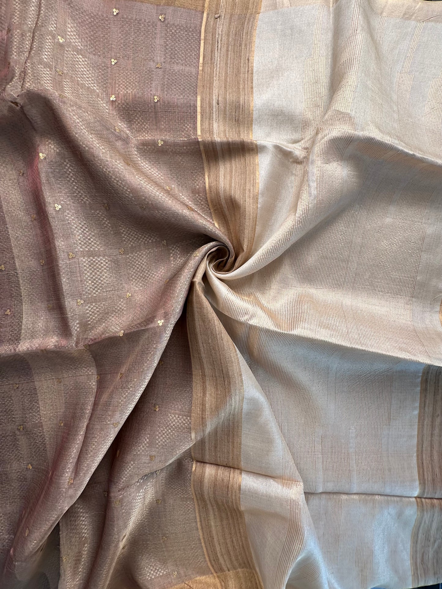 Mauve Emboss Pure Tissue Silk Saree