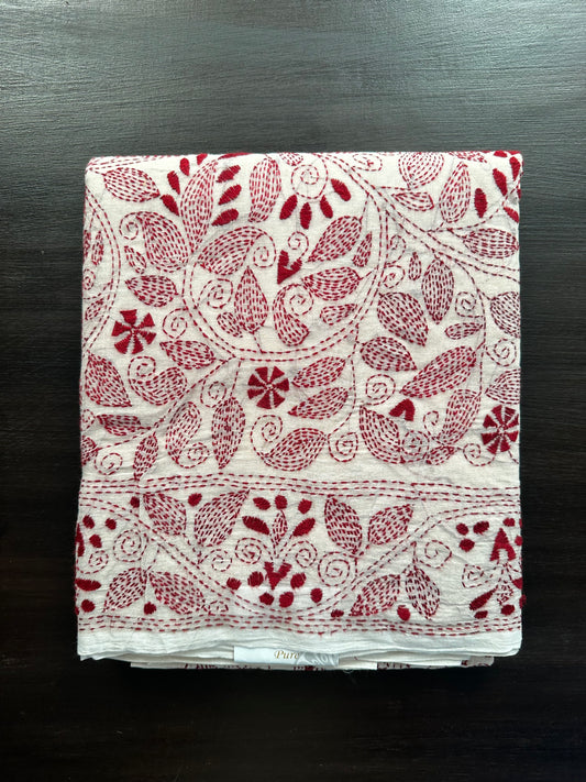 Cotton Saree With Kaantha  Embroidery