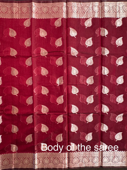 Maroon Chanderi Cotton Saree