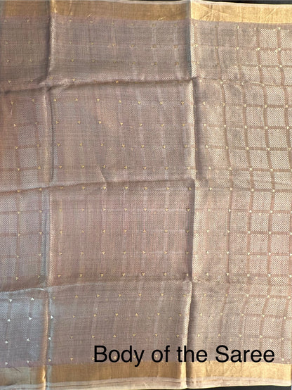 Mauve Emboss Pure Tissue Silk Saree