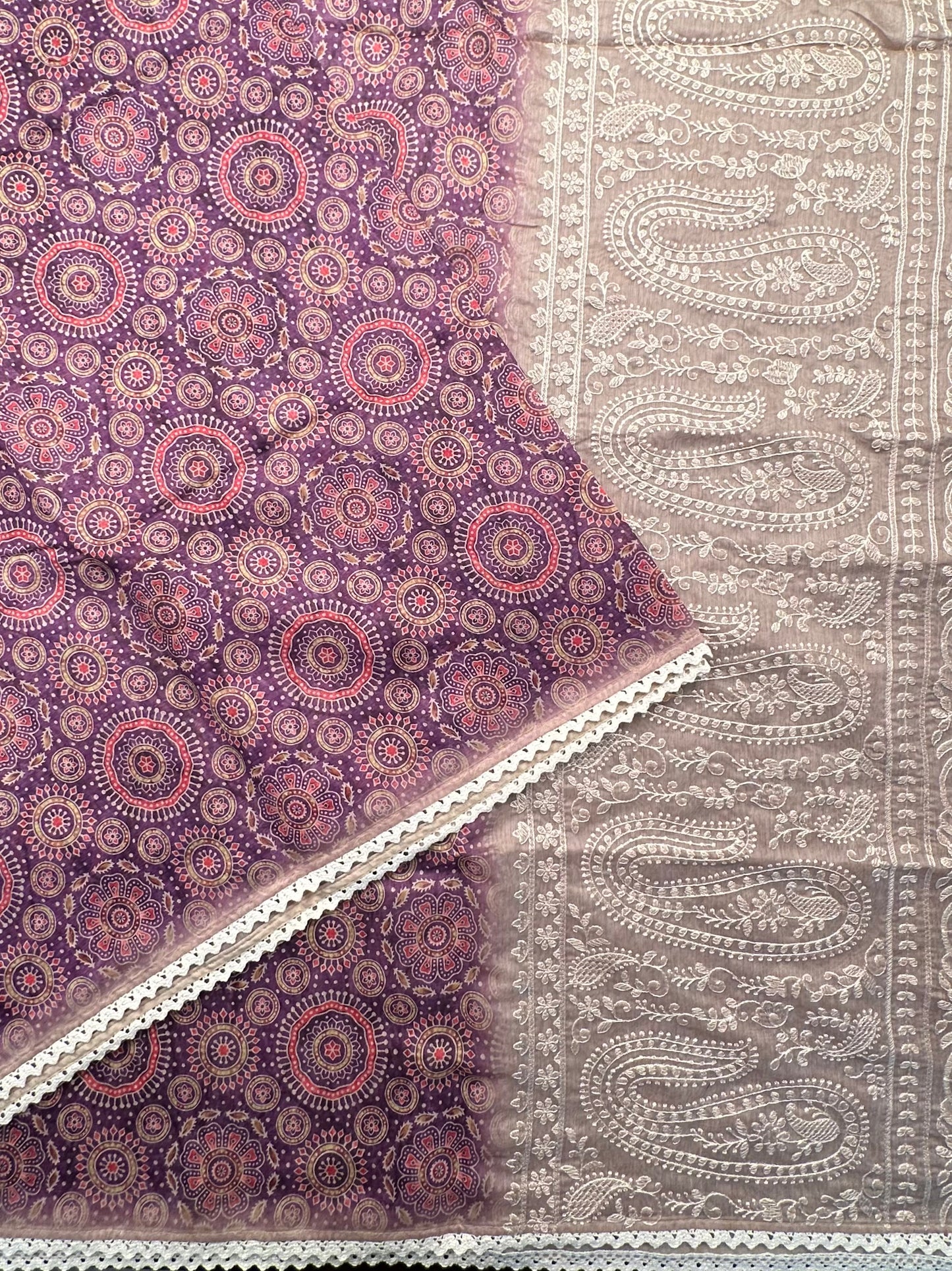 Purple-Beige Dhara Chanderi Saree