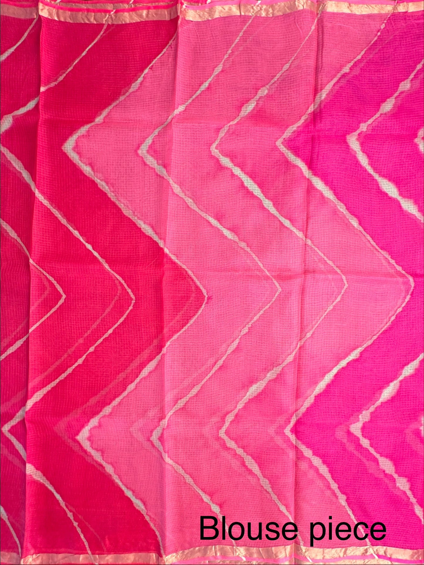 Pink-Rani Leheriya Kota Doria Pure Silk Saree