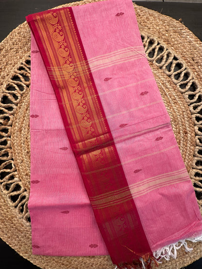 Pink Narayanpet Cotton Saree