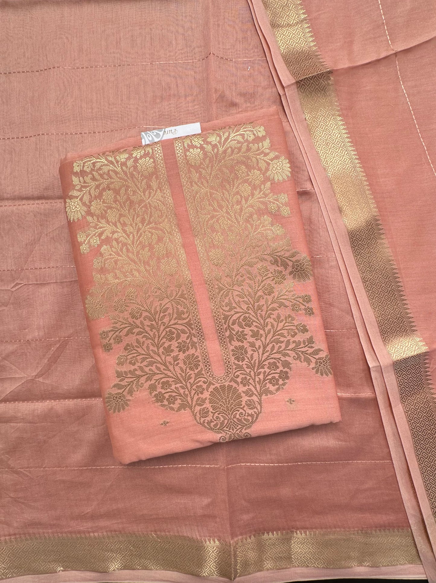 Peach Handloom Chanderi Suit