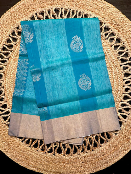 Blue Tiruchirapalli Pure Soft Silk Saree