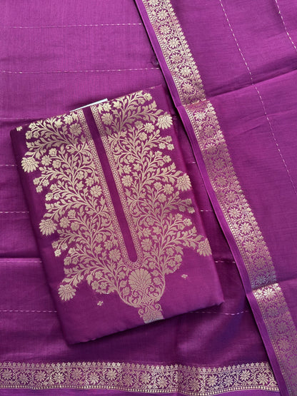 Dark Purple Handloom Chanderi Suit
