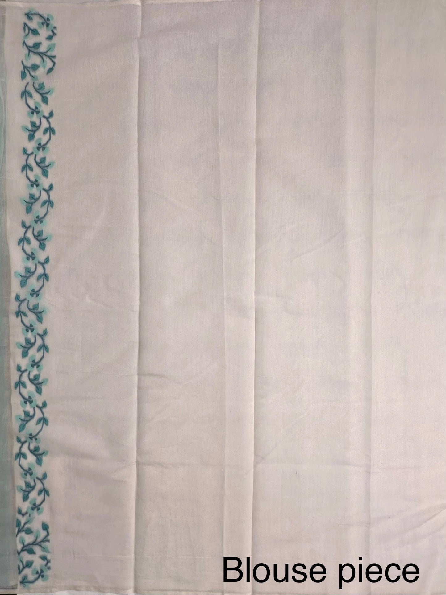 Off White- Sea Green Jamdani Fancy Cotton Saree