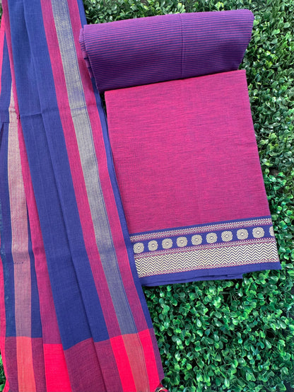Purple Dharwad South Cotton 3-Piece Suit