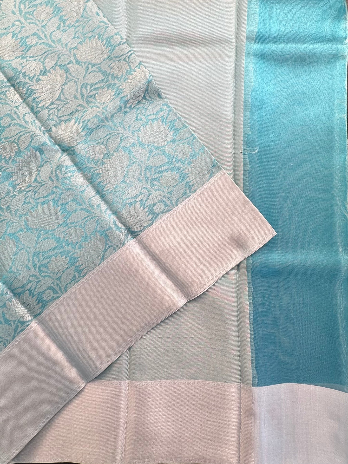 Firozi Blended Tissue Saree
