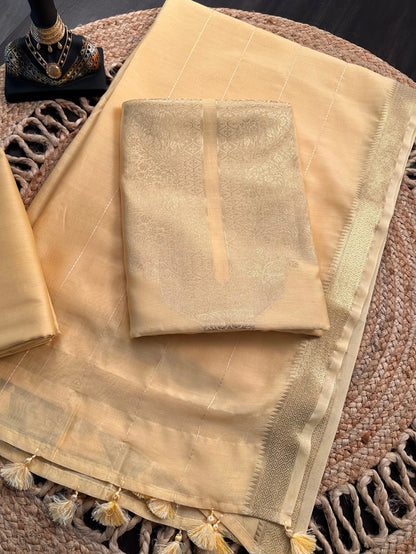 Pastel Yellow Handloom Chanderi Suit