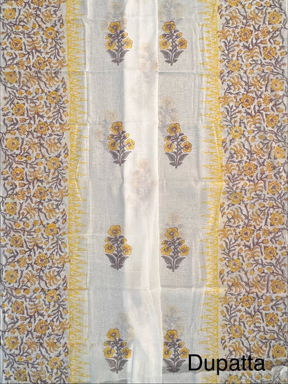 Yellow Hand Embroidery Pure Cotton Suit