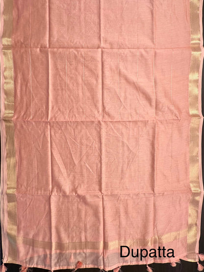 Peach Handloom Chanderi Suit