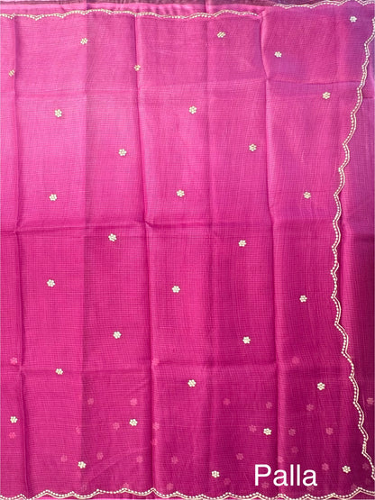 Magenta Purple Gitika Kota Doria Pure Silk Saree