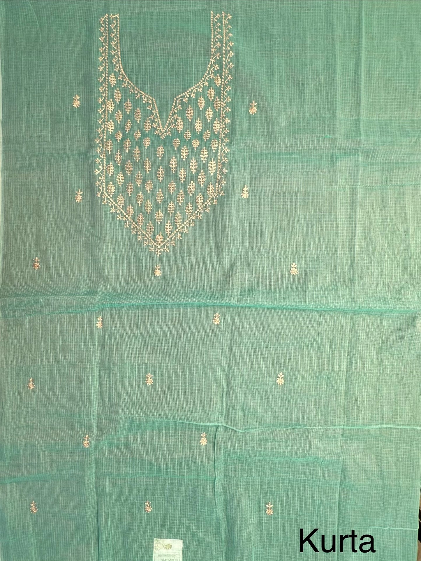 Sea Green 4-Piece Kota Doria Cotton Unstitched Suit