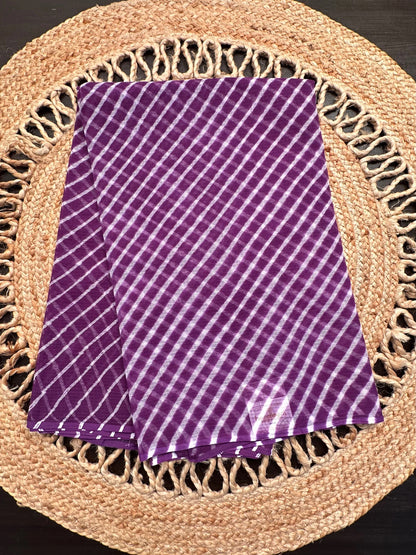 Purple Khat Leheriya Kota Doria Pure Cotton Saree