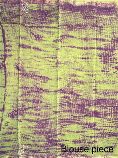 Green Chanderi Saree With Hand Work
