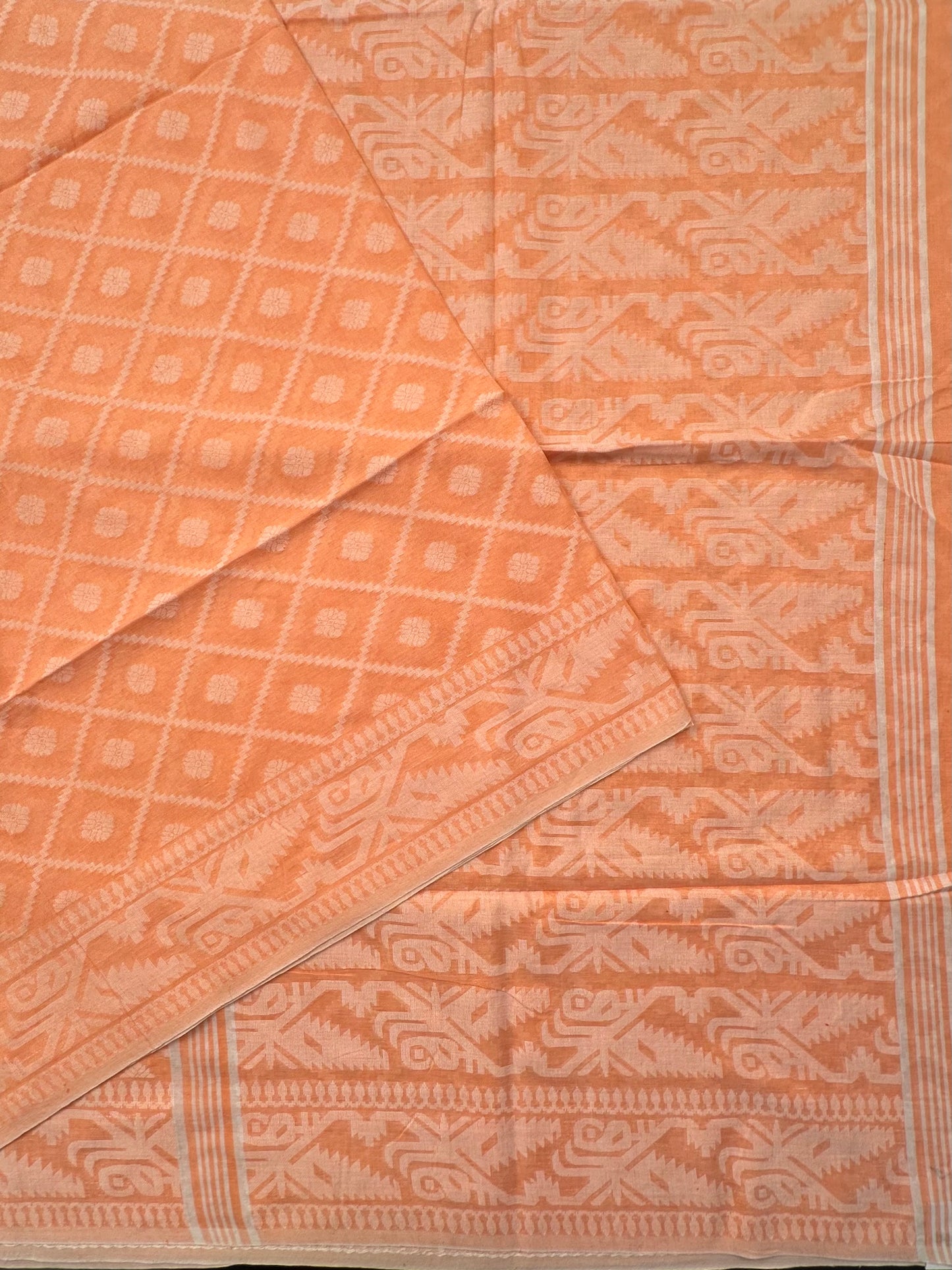 Peach Bengal Pure Cotton Saree