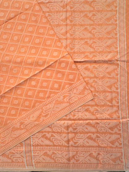 Peach Bengal Pure Cotton Saree