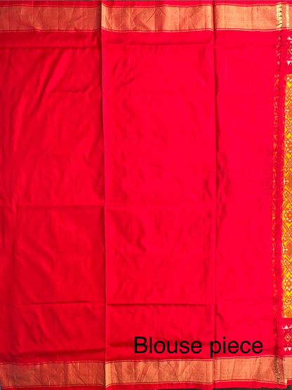 Mustard-Red Patola Handloom Silk Saree