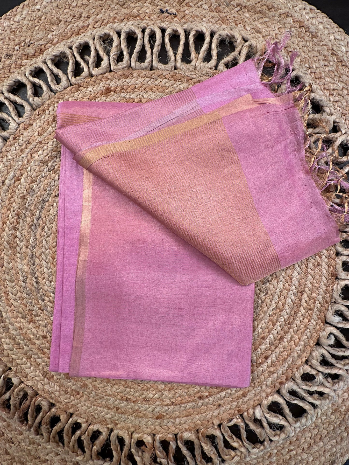 Pink Pure Tissue Silk Saree