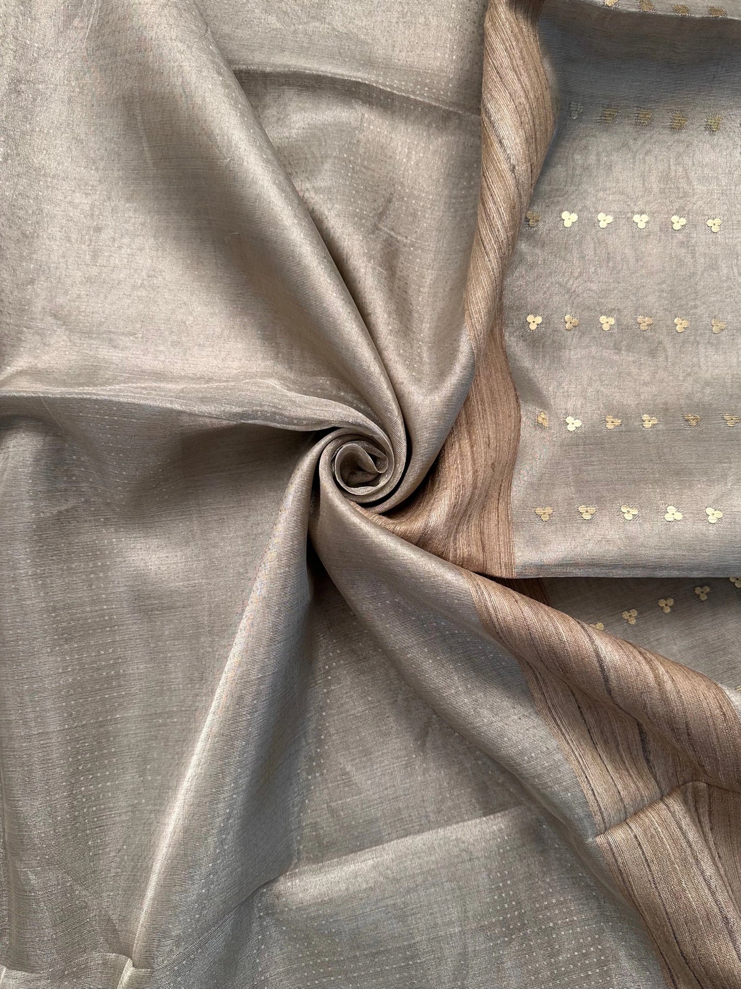 Silver Emboss Tissue Saree