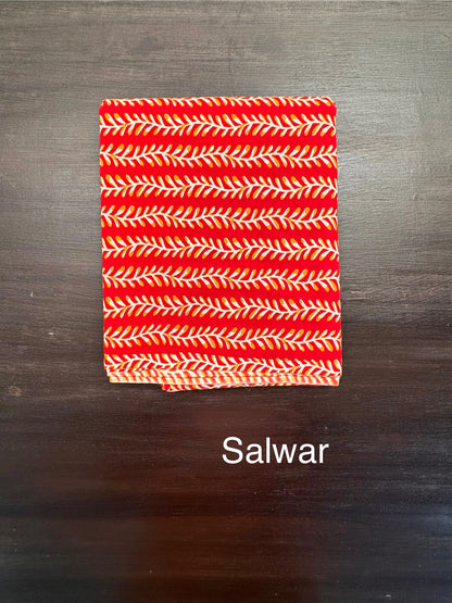 Red Jaipuri Necktie Cotton 3-Piece Suit