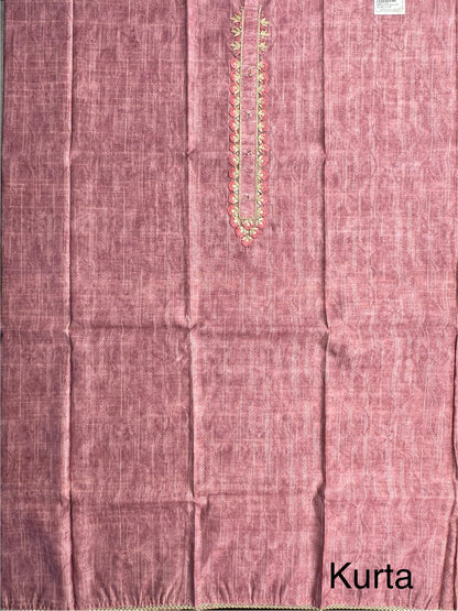 Dusky Pink Fancy Cotton 3-Piece Suit