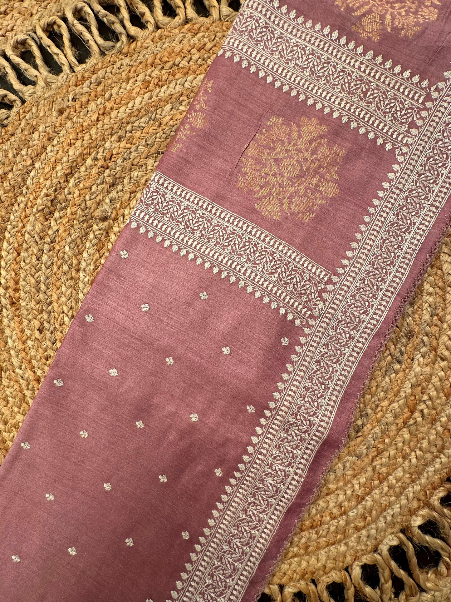 Mauve Muga Silk Saree