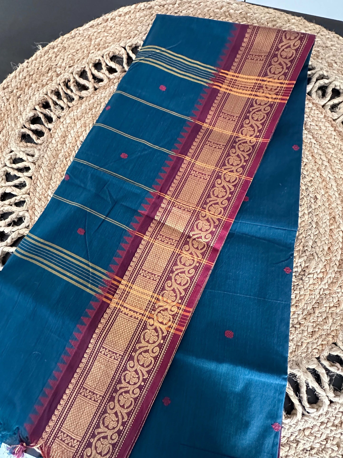 Peacock Blue Narayanpet Cotton Saree