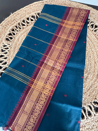 Peacock Blue Narayanpet Cotton Saree