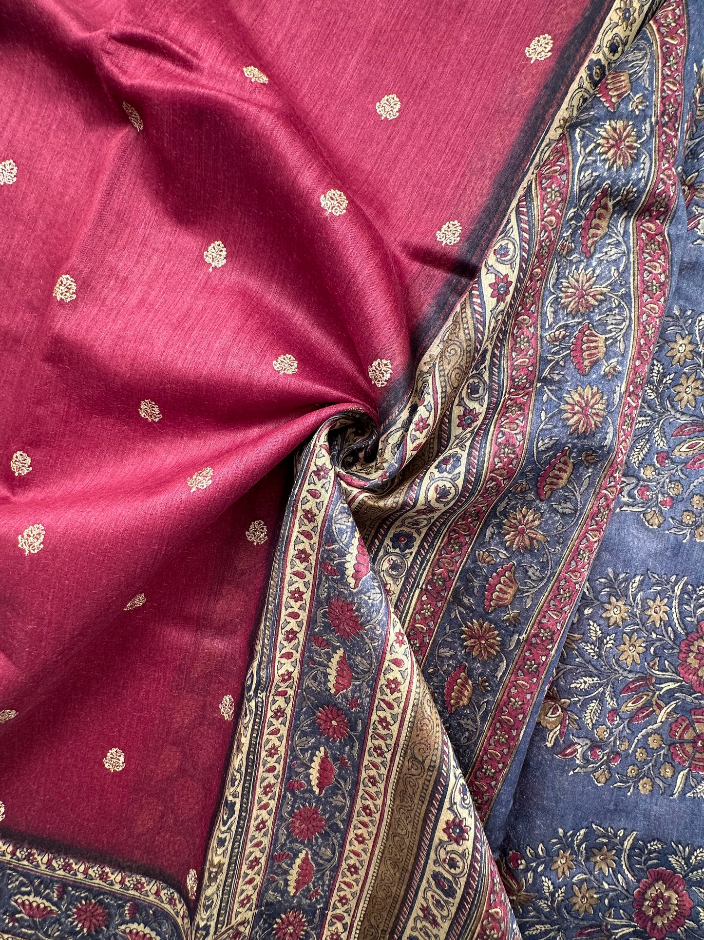 Maroon Muga Silk Saree