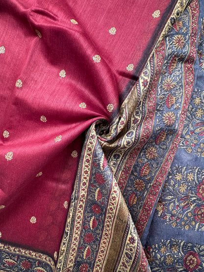 Maroon Muga Silk Saree