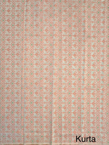 Peach Jacquard Unstitched Cotton Suit
