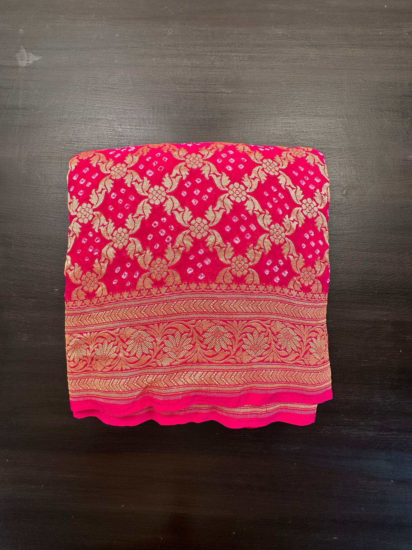 Rani Gharchola Bandhej Pure Georgette Saree
