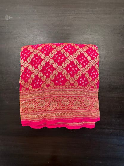 Rani Gharchola Bandhej Pure Georgette Saree