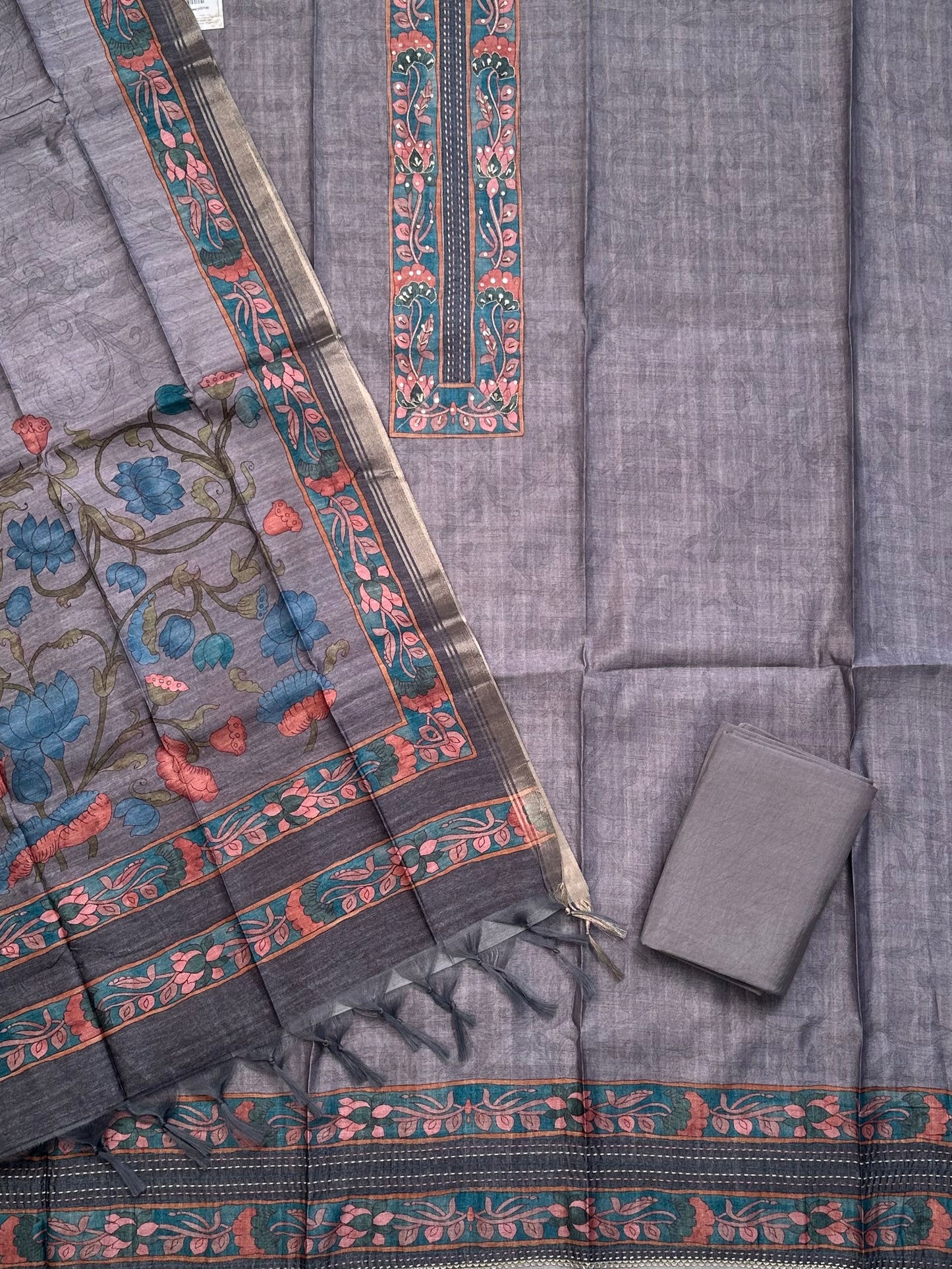 Grey Fancy Cotton 3-Piece Suit