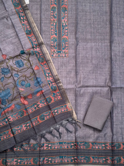 Grey Fancy Cotton 3-Piece Suit