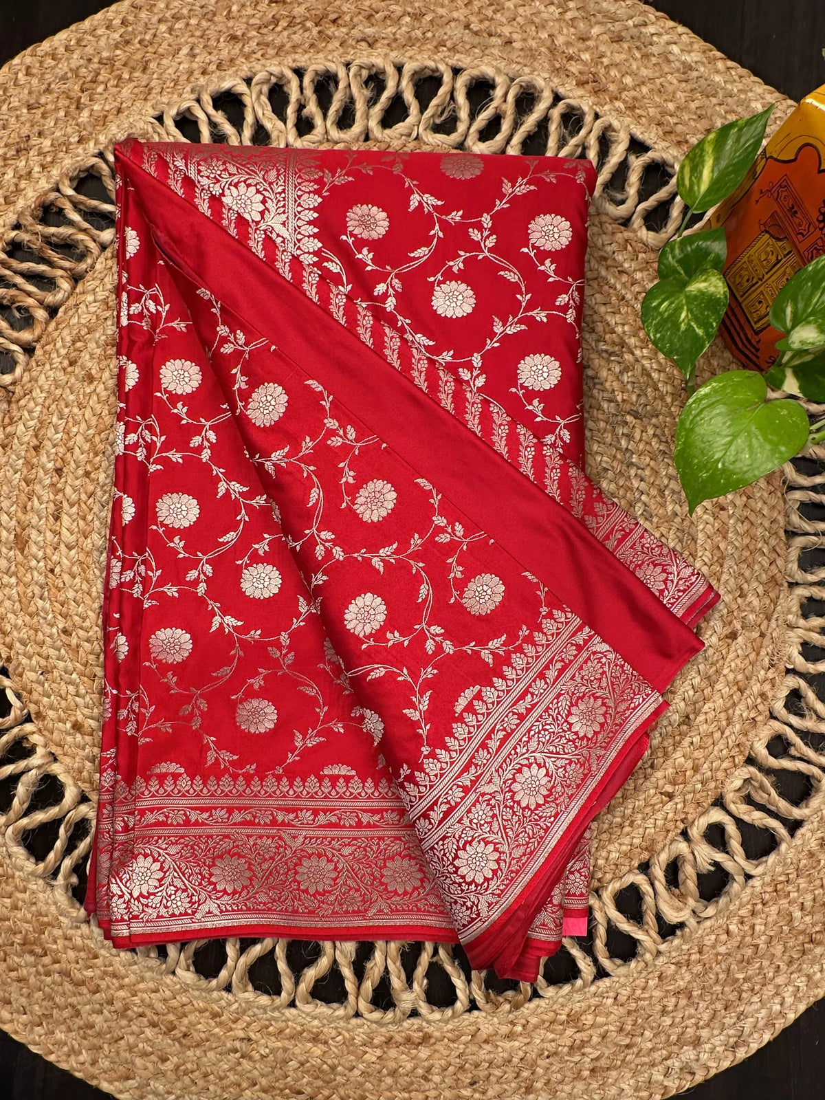 Red Banarasi Jaal Artificial Silk Saree