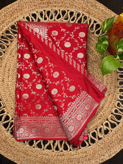 Red Banarasi Jaal Artificial Silk Saree
