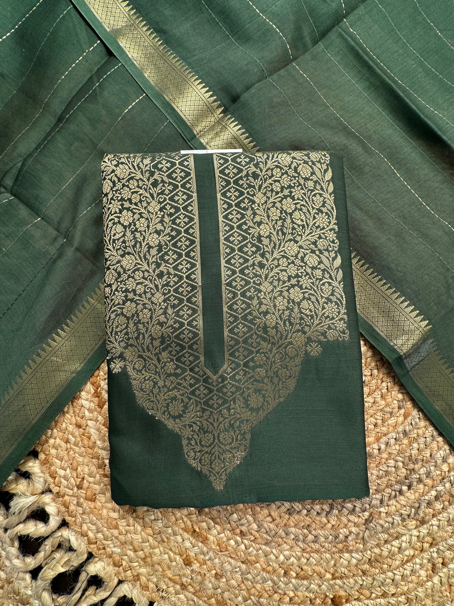 Green Handloom Chanderi Suit