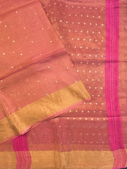 Rani Pink Pure Tissue Silk Saree